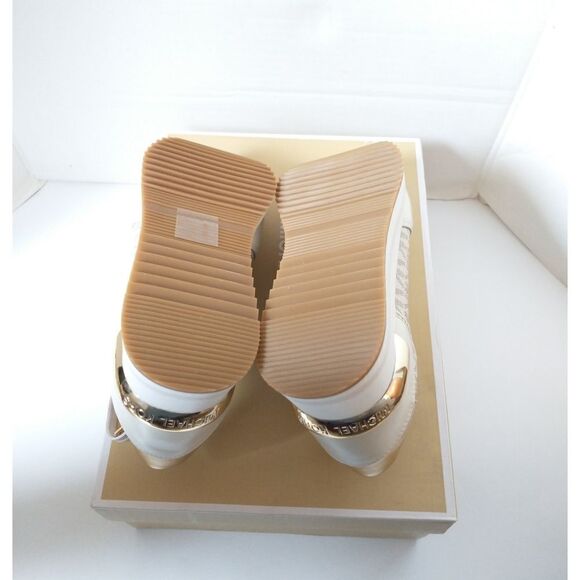 New! MICHAEL KORS Women's MK Logo Monique Trainer Platform Sneakers Shoes Cream - Picture 9 of 9